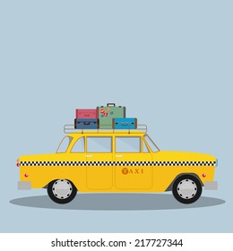 Vector graphic yellow, retro Taxi cab