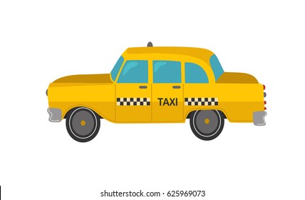 Vector graphic yellow, retro Taxi on White Background