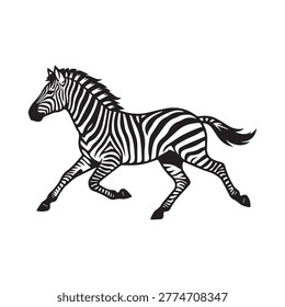 Vector graphic of zebra galloping with detailed stripes