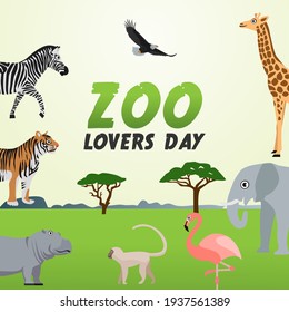 gráfico vectorial de los amantes del zoológico día bueno para la celebración del día de los amantes del zoológico. diseño plano. diseño de volante.ilustración plana.