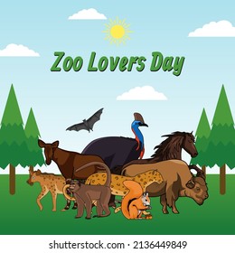 vector graphic of zoo lovers day good for zoo lovers day celebration. flat design. flyer design.flat illustration.