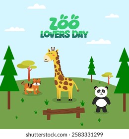 vector graphic of zoo lovers day for zoo lovers day celebration.