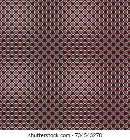 Vector graphical abstract seamless pattern in blue, pink and brown colors with medallions, mandala, flowers, geometric elements.