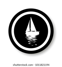 Vector. Graphical black representation of silhouette a sailboat. Stylized decorative image. Logo, symbol