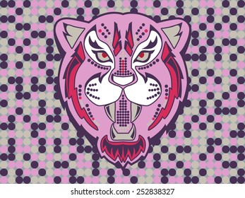 vector graphical ethnic tiger print with dotted background