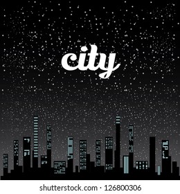 vector graphical urban cityscape. vector night city illustration.