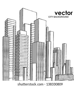 Vector of graphical urban cityscape (sketchy pencil strokes)