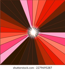 Vector graphics. Abstract background. Bright rays in red tones. Color spectrum from pink to dark brown.