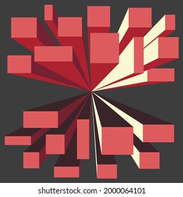 Gráficos vectoriales - una composición abstracta con paralelepípedos en una perspectiva espacial con un efecto 3d de los colores de tendencia
