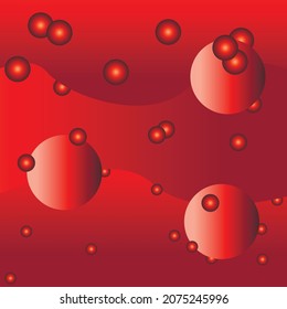 Vector graphics - abstract gradient background with waves and circles with 3-d effect of bright red trend colors and space for copying