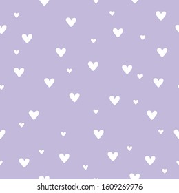 Vector graphics. Adorable, simple pattern with white hearts. Light background. Romantic background template. 