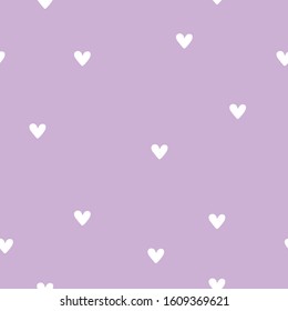 Vector graphics. Adorable, simple pattern with white hearts. Light background. Simple romantic background template. 