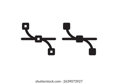 Vector graphics anchor point icon set on white background.