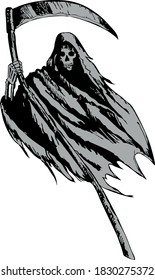 Vector graphics - angel of death with a scythe