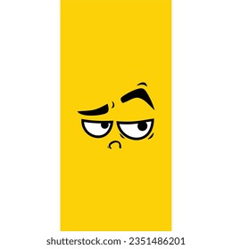 Vector graphics of angry cartoon eyes. Emotion sticker. Evil face sticker. Yellow background