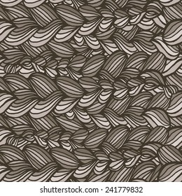 Vector graphics, artistic, stylized seamless pattern  background  with interweaving of braids. Abstract  background in the form of decorative braided pigtails. 