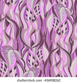 Vector graphics, artistic, stylized seamless pattern with braid weave. Abstract background in the form of decorative flourishes. It can be used to design fabrics, wallpaper, wrapping paper.