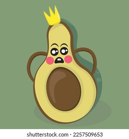 Vector graphics of avocado king. cartoon