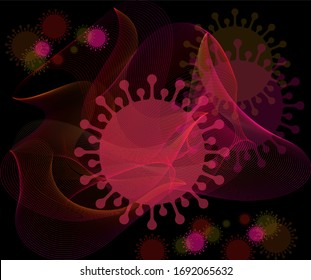 Vector graphics, background image of COVID-19 coronavirus for design of posts in social networks, notes, banners, layouts, covers, posters