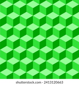 Vector graphics. Background of many volumetric green cubes.