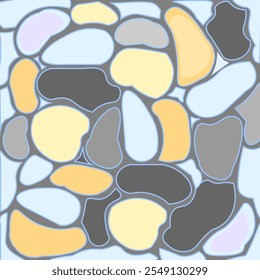 Vector graphics. Background of stones of various shapes and colors.