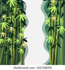 Vector graphics. Background. There are thickets of bamboo on both sides. In the middle there is a place for text.