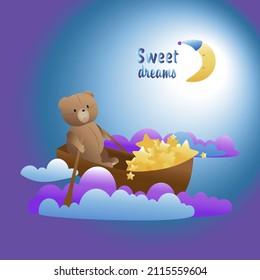 VECTOR GRAPHICS BEAR FLOATING IN THE CLOUDS