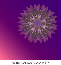 Vector graphics. Beautiful abstract flower on a purple gradient background.