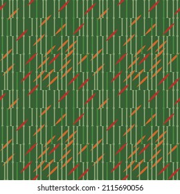 Vector graphics - a beautiful abstract seamless pattern with vertical bamboo stalks on a green background. Concept decor for wallpaper or fabric