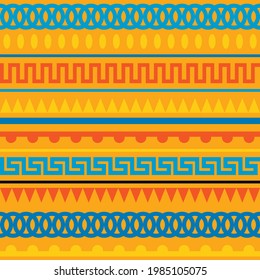 Vector graphics - beautiful ethnic seamless pattern with horizontal lines, zigzag and geometric shapes of trendy colors 2021