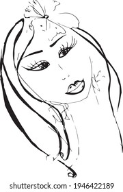 vector graphics beautiful girl lady