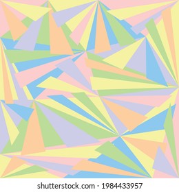 Vector graphics - a beautiful rainbow abstract pattern of light pastel colors from different scattered triangles