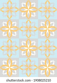Vector graphics - a beautiful rhythmic pattern of geometric shapes in pastel colors-blue, gray and orange. Concept wallpaper.