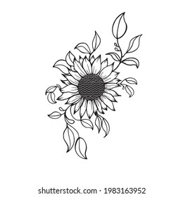 Vector Graphics Beautiful Sunflower Print Fabric Packaging Leaves Plants Nature 
