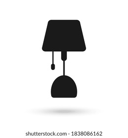 Vector graphics, black table lamp icon in flat design, home lighting, flat design for web, sites, decoration