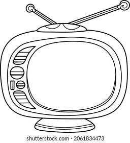 Vektorgrafiken. Schwarz-Weiß-Zeichnung, Farbbuch. TV