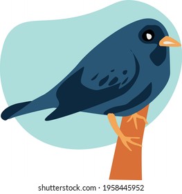 Vector graphics. Bluebird on a branch 