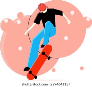vector graphics of a boy playing skateboard. Perfect for stickers, t-shirt graphics, backgrounds, skateboard day illustrations. flat illustration