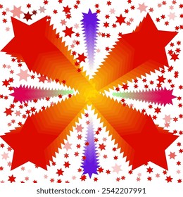 Vector graphics. Bright abstract stars on a white background.