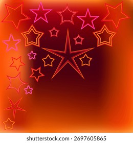 Vector graphics. Bright stars on a red glowing background.