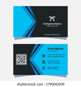 Vector graphics of a business card, with a modern blue and black color scheme. Perfect for you to use
