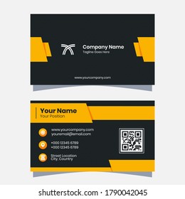 Vector graphics of a business card, with a modern yellow and black color scheme. Perfect for you to use