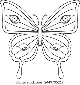 Vector graphics butterfly with human eyes