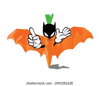 Vector graphics of a carrot with bat wings. Carrots contain many vitamins, can be processed into food products, medicines, etc.