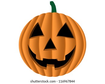 Vector graphics of a carved pumpkin isolated on white. Arranged layer structure, fully modifiable.