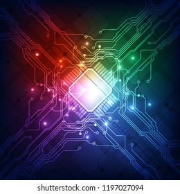 Vector graphics. chip processor speed technology background. vector illustration