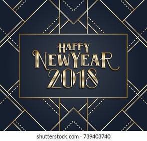 Vector graphics. with christmas and new year 2018. background with geometric patterns in the style of art deco. geometrical lines