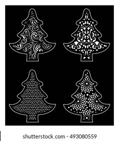 Vector Graphics of Christmas Tree  Four Designs
