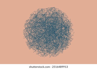 Vector Graphics. A circle composed of messy random lines with sharp edged connections.