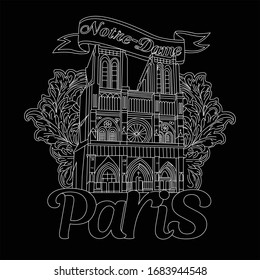 Vector graphics. City of Paris. Souvenir magnet, sticker, emblem. Shift architecture. The illustration is perfect for laser cutting.